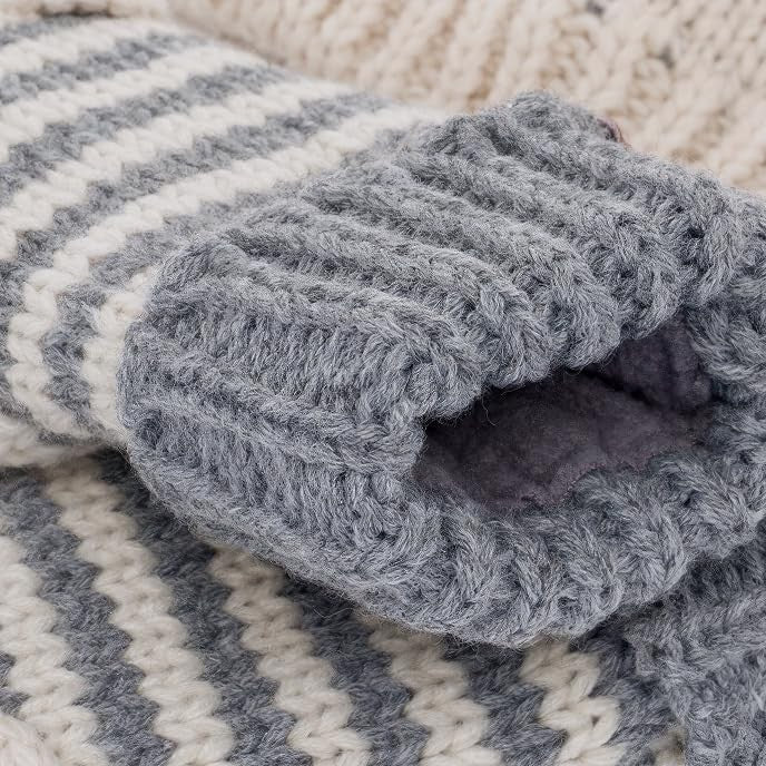 Kids Kitty Cat Stripe Knit Mittens - Soft, Fleece Lined, For Toddlers and Children of All Ages