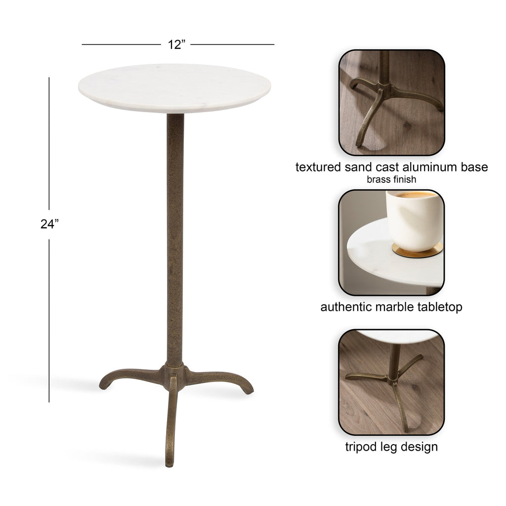 Henshall Marble and Metal Round Side Table