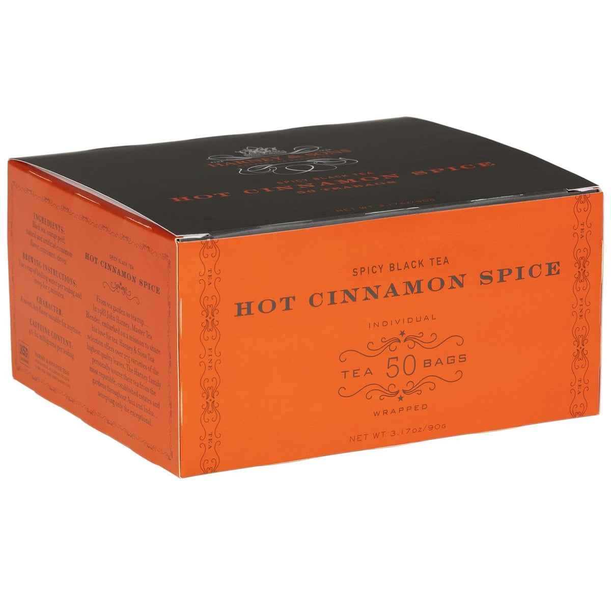 Harney & Sons Hot Cinnamon Spice Tea – Premium Three-Cinnamon Black Tea Served in Fine Hotels, 50 Teabags