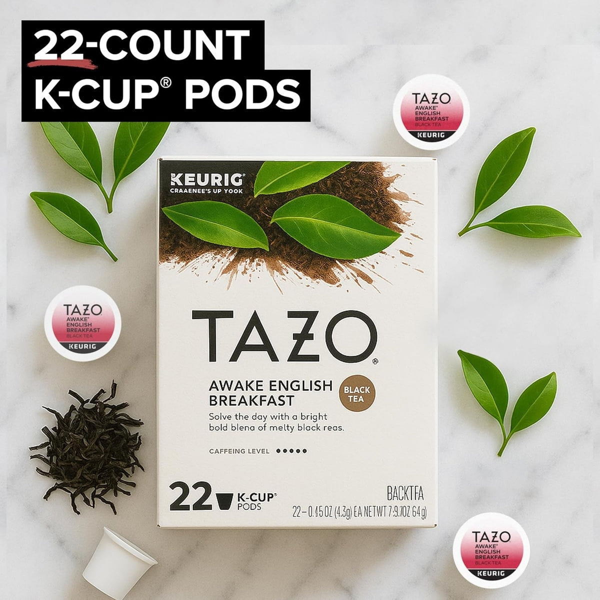 TAZO Awake English Breakfast Tea K-Cups – Quick Keurig Pick-Me-Up for Busy Professionals and Office Breaks