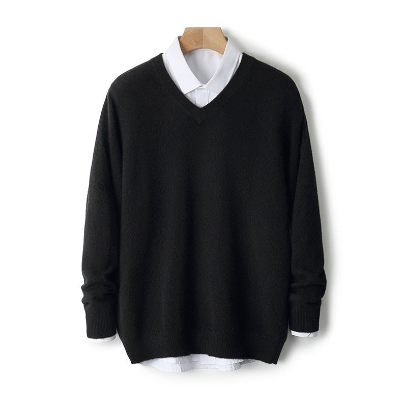 V-neck Cashmere Sweater Loose Fit Extra Thick