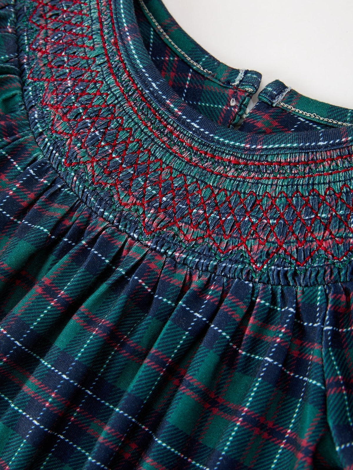 Girls Christmas Plaid Smocked Bubble Romper