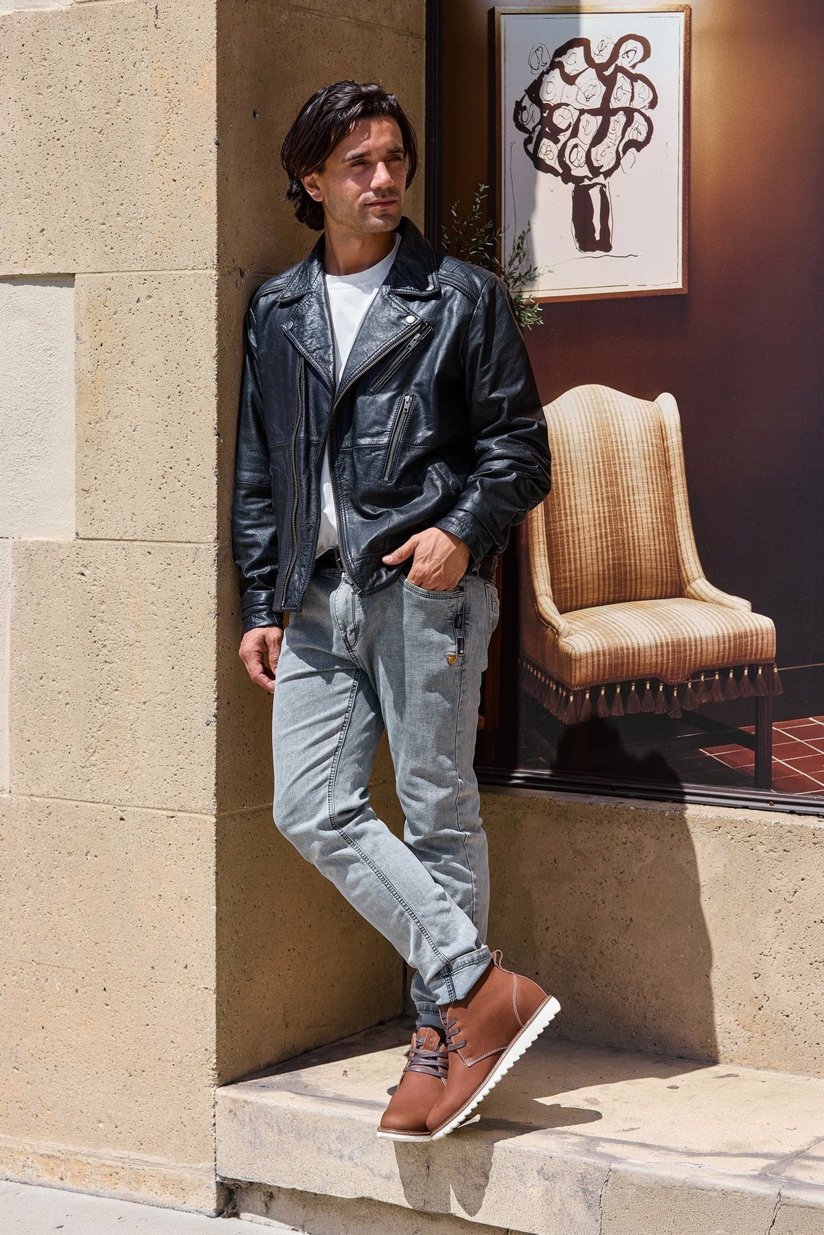 CALTO - J2193 - 2.6 Inches Taller (Brown/White Sole) - Nubuck Chukka Boots