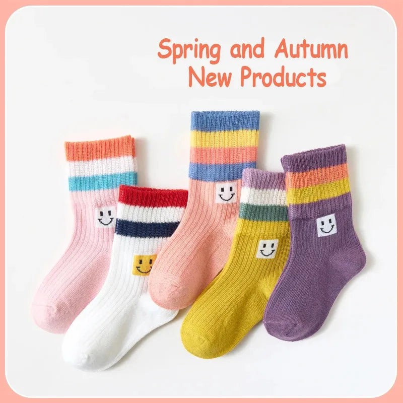 Girls Mid Calf Socks 5 Pairs Quick Dry Athletic 1-14 Years