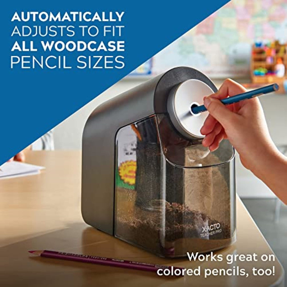 X-ACTO Electric Pencil Sharpener,With Auto Adjust Dial,SafeStart,Smartstop Black