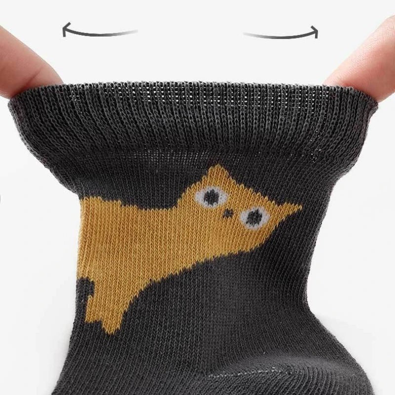 Kids Cartoon Cat Middle Tube Socks Autumn Winter Crew