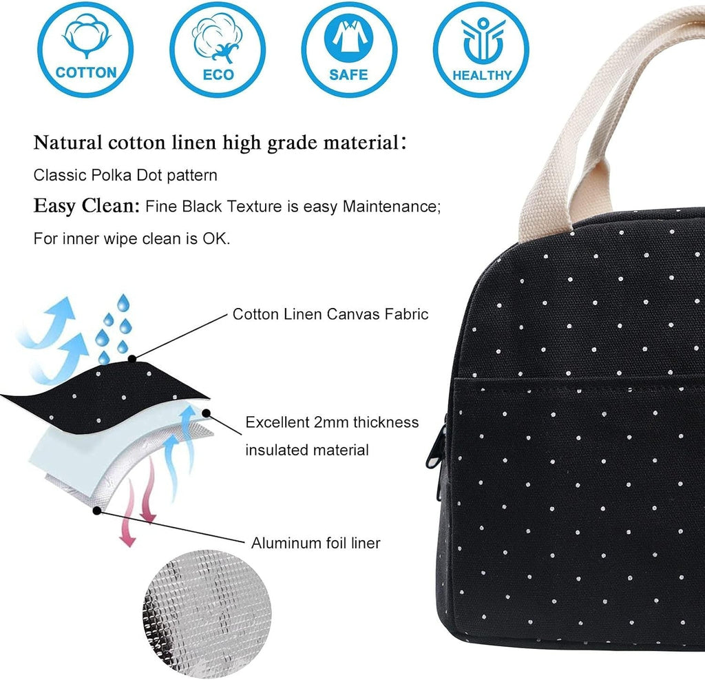 EurCross Striped Lunch Box – Elegant Housewarming Gift Women's, Foldable Insulated Lunch Bag for Daily Meal Prep