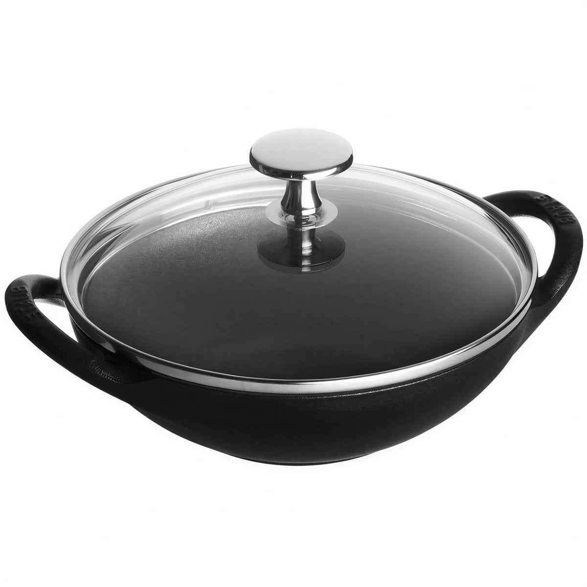 Zwilling J.A. Henckels Staub® 1004675 Enameled Cast Iron Baby Wok with Glass Lid, 0.5 qt., Black Matte
