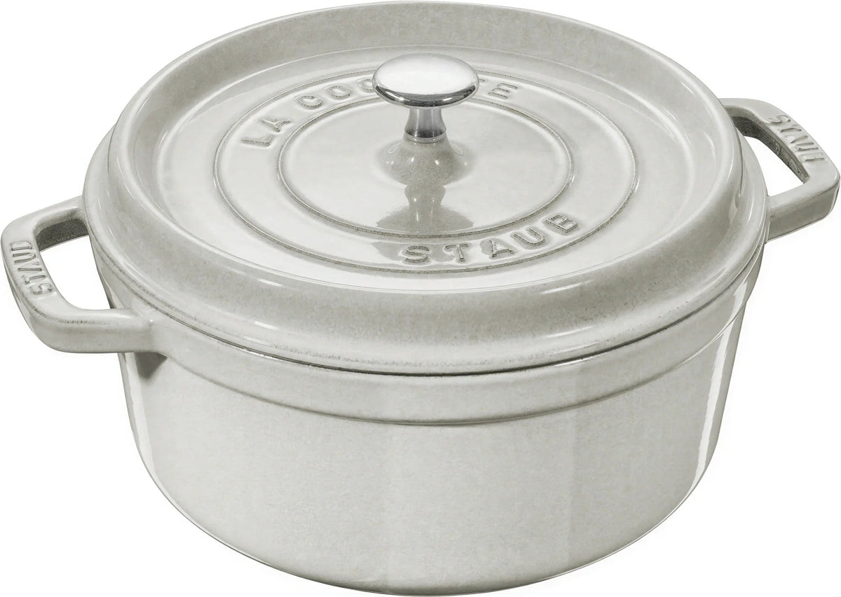 Zwilling J.A. Henckels Staub® 1003441 5.5-qt White Enameled Cast Iron Round Dutch Oven, Induction Ready, with Cover