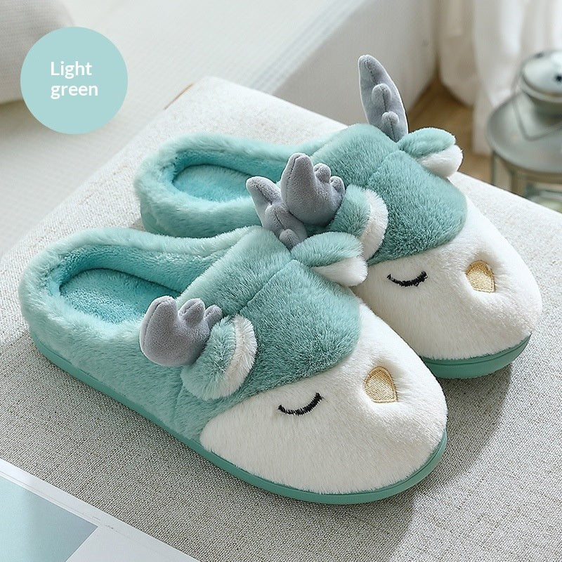 Women Winter Home Slippers Deer Elk Non-slip Soft Warm House Shoes Mens GIrs Indoor Bedroom Couples Floor Footwear Fuzzy House Slippers Women's Durable Furry Bedroom Slipper Lightweight And Non-Slip