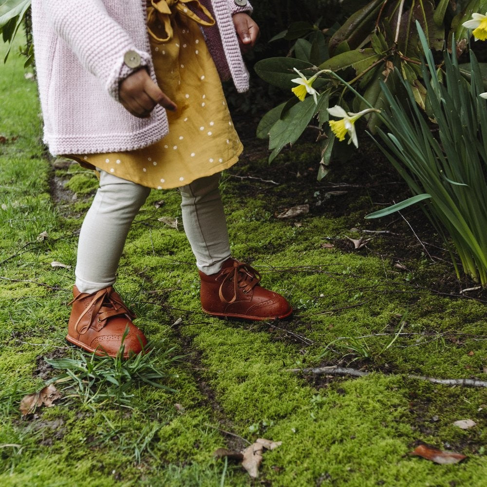 Waterproof Hand-Stitched Kids’ Boots with Flexible Sole |Chestnut