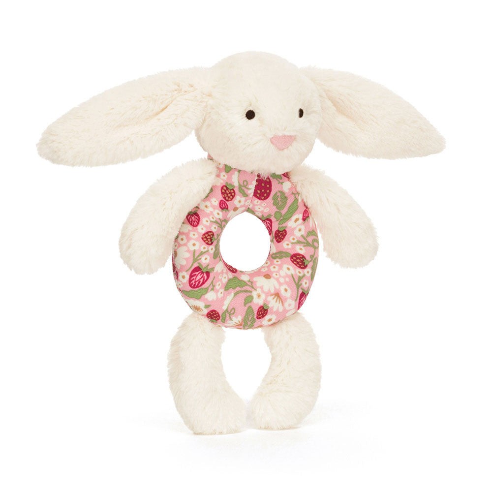 Jellycat Blossom Cream Bunny 'Berry' Ring Rattle 害羞奶油「野莓碎花」兔子搖鈴