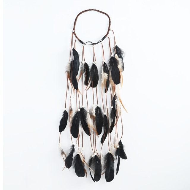 New Fashion Feather Rope Crown Hair Band Boho White Elastic Festival Headband Women's Fashion Female Gorgeous Hair Accessories Women's