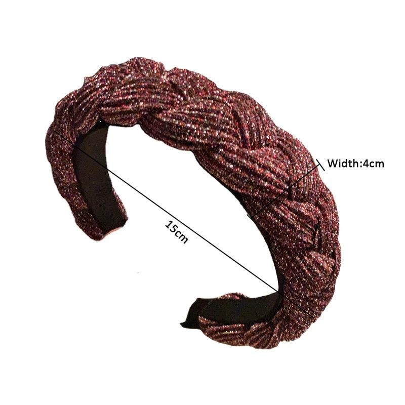 New Women Hairband Cross Knot Braid Twist Headband Adult Autumn Winter Shiny Color Headwear Wide Side Turban Gorgeous Hair Accessories Women's