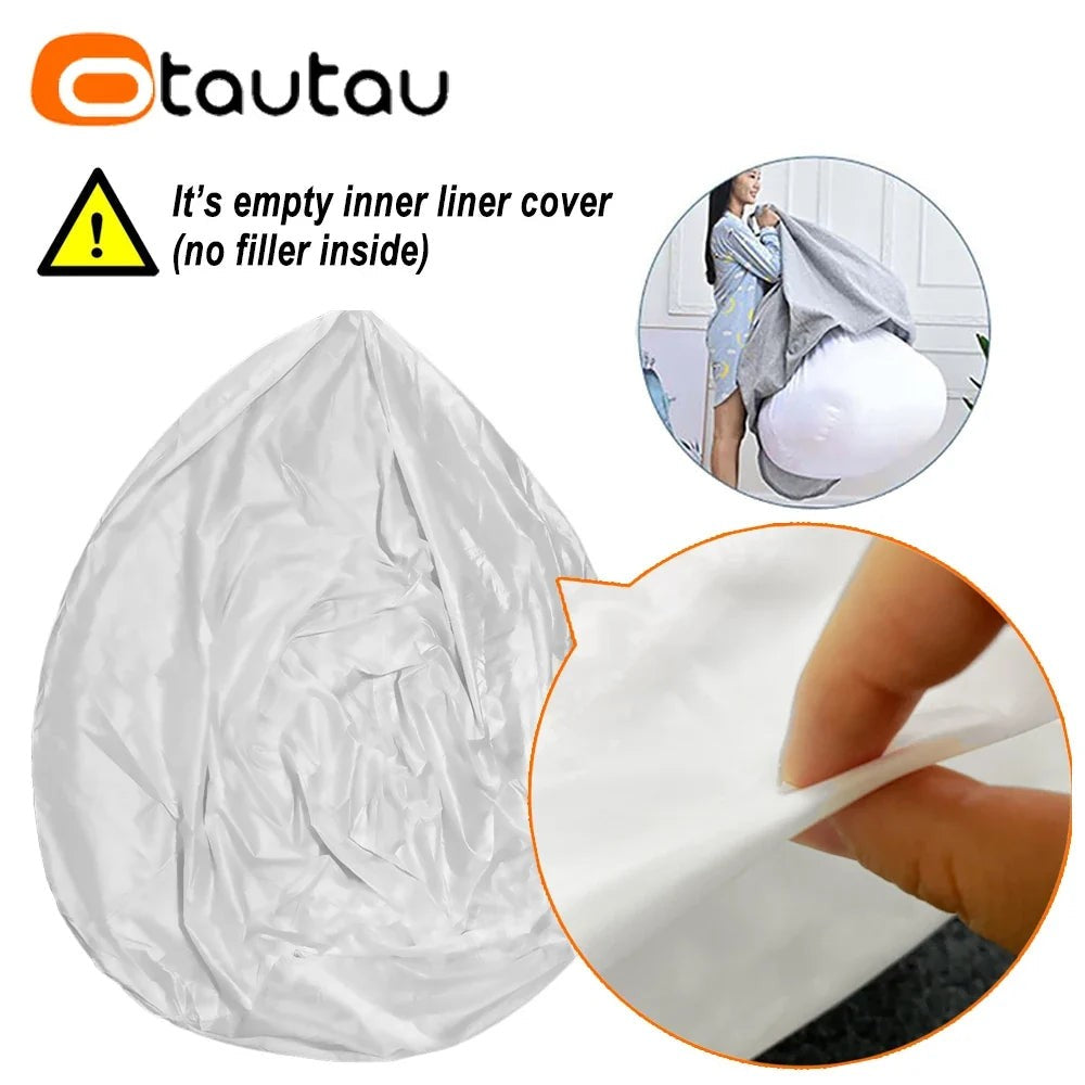 OTAUTAU Adults Children Fluffy Faux Fur Bean Bag Pouf Cover without Filler Beanbag Puff Salon Ottoman Corner Seat Sac DD003