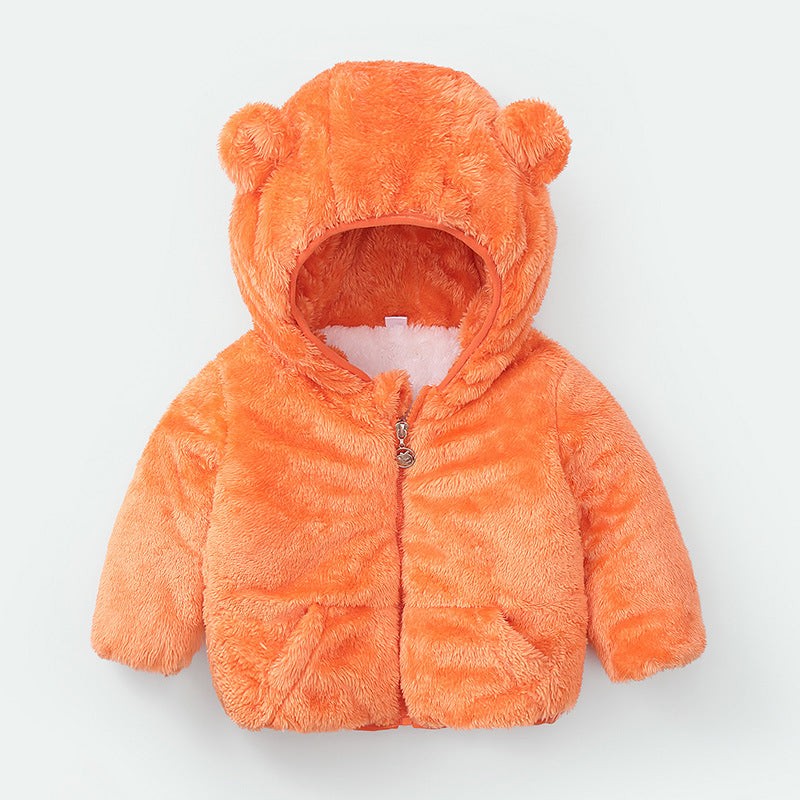 Modern Winter Fleece Children's Sweater Boys and Girls Hoodie Jacket Warm Baby Coat With Bear Ears