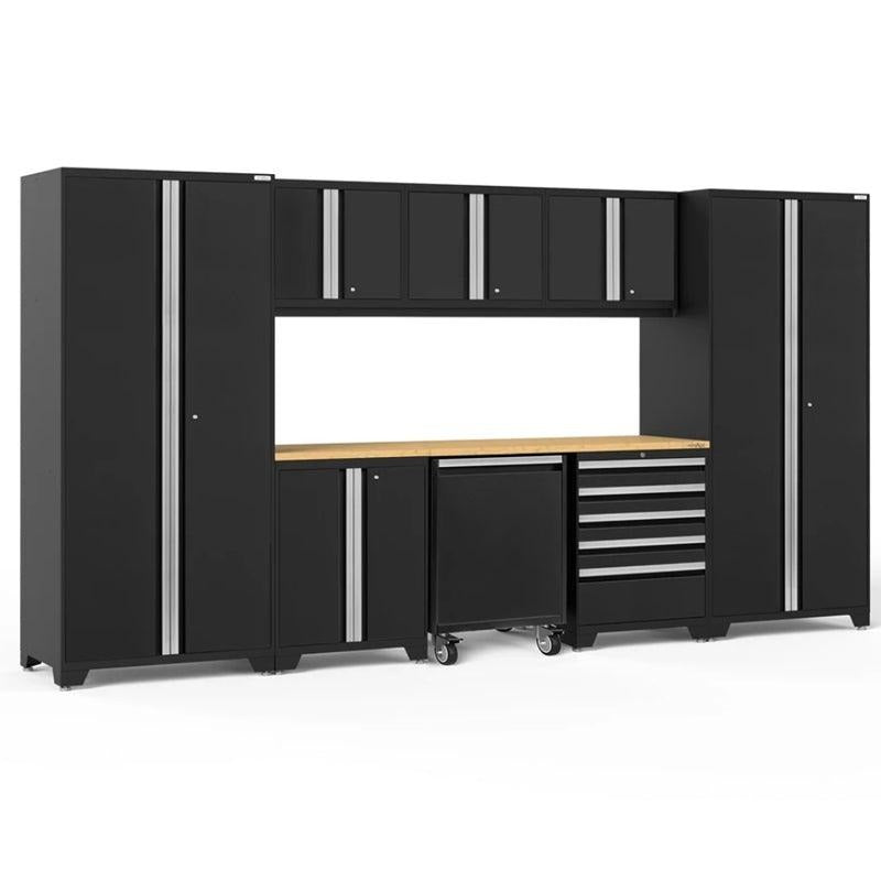 NewAge | Pro Series 9 Piece Cabinet Set with Wall, Base, Tool Drawer, Multi-Function Cabinet, Lockers, and 84 in. Worktop