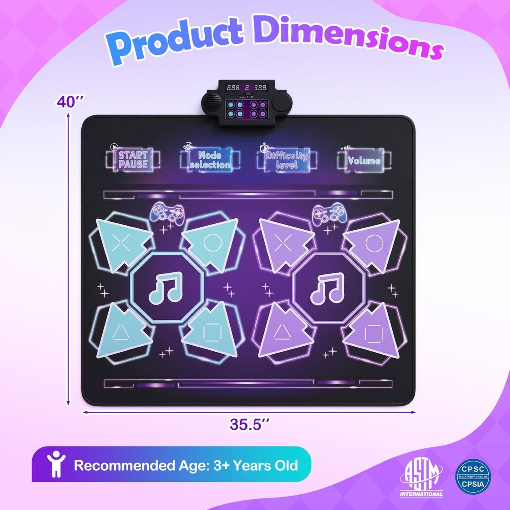 Electronic Kids Dance Mat with 8 Songs & LED Lights
