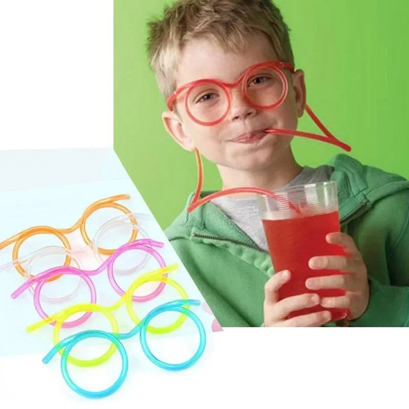 Funny Straw Glasses Novelty Drinking Straw Specs Kids Gift