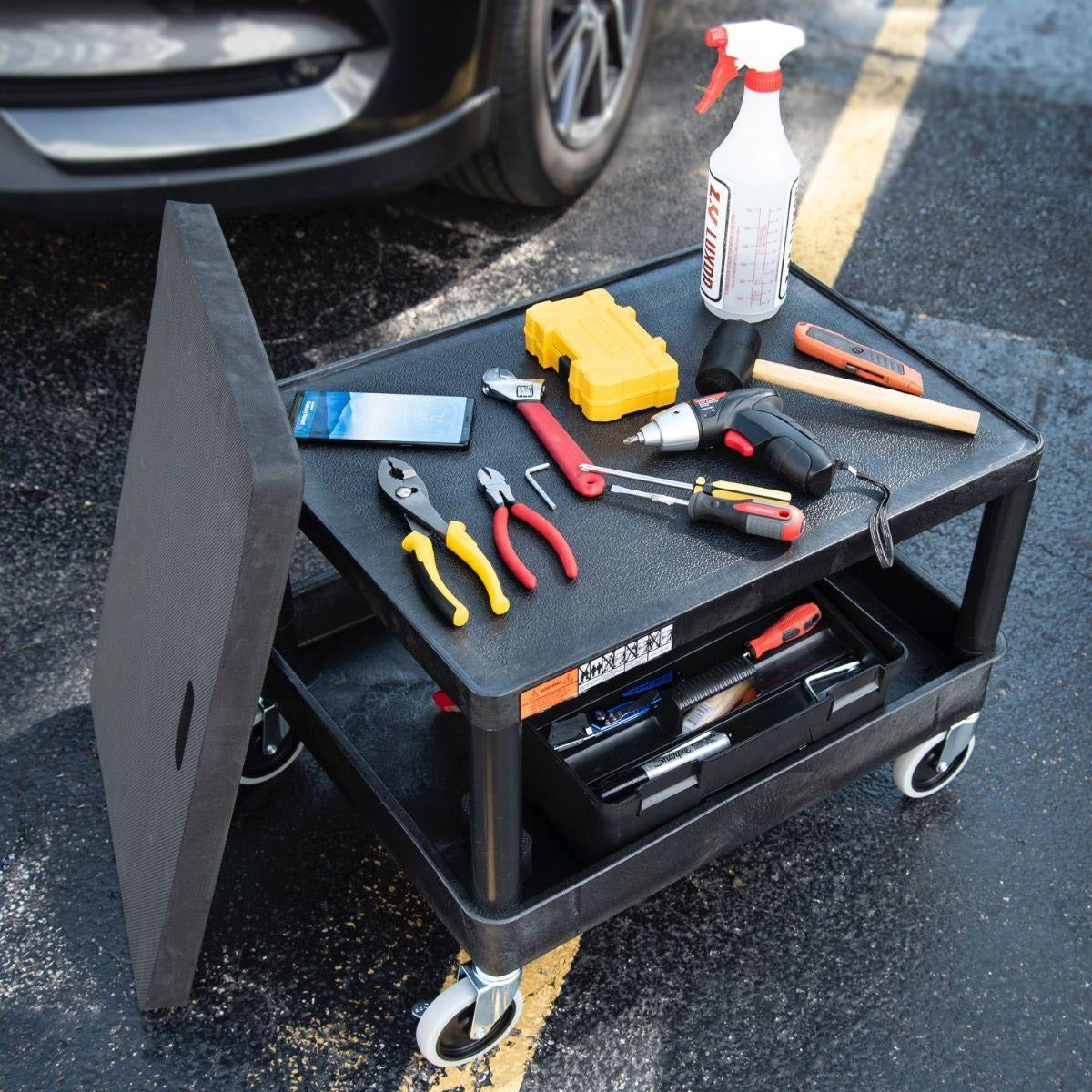 Luxor Mobile Mechanic’s Seat with Storage – Rolling Garage & Shop Stool