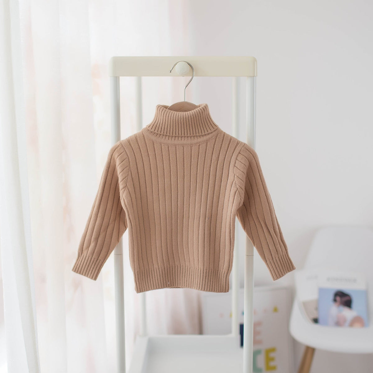 Boys And Girls Turtleneck Solid Color Bottoming Shirt