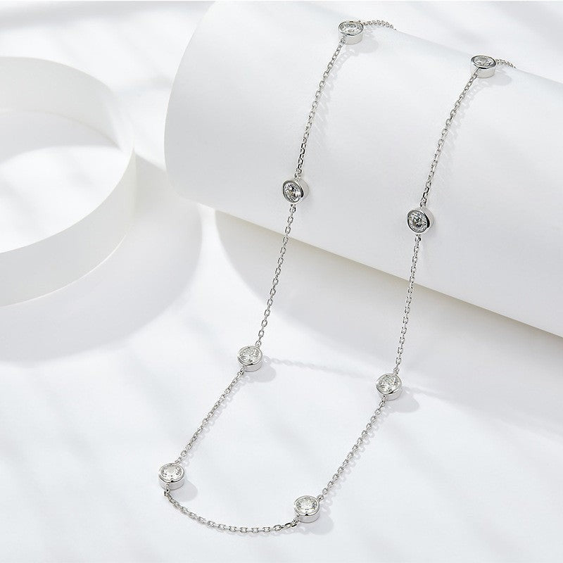 Stackable Bubble Necklace & Bracelet Set – 4mm Round Moissanite on 18K Gold-Plated Sterling Silver