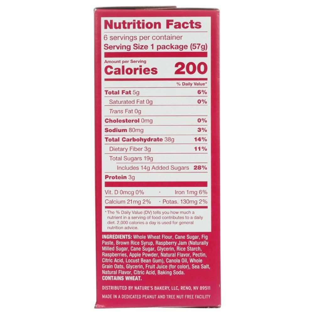NATURES BAKERY: Whole Wheat Fig Bars Raspberry, 12 oz