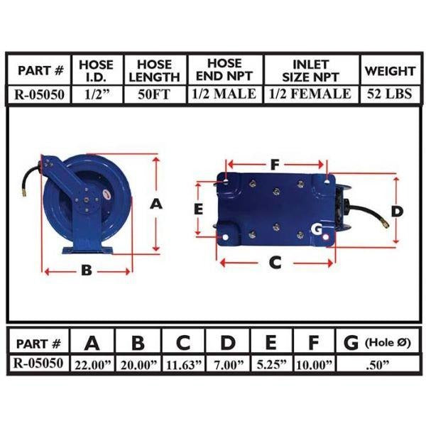 RAPIDAIR 1/2" Hose Reel (Dual Arm)