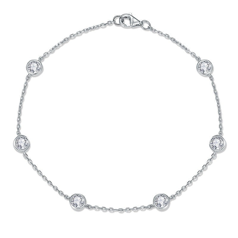 Stackable Bubble Necklace & Bracelet Set – 4mm Round Moissanite on 18K Gold-Plated Sterling Silver