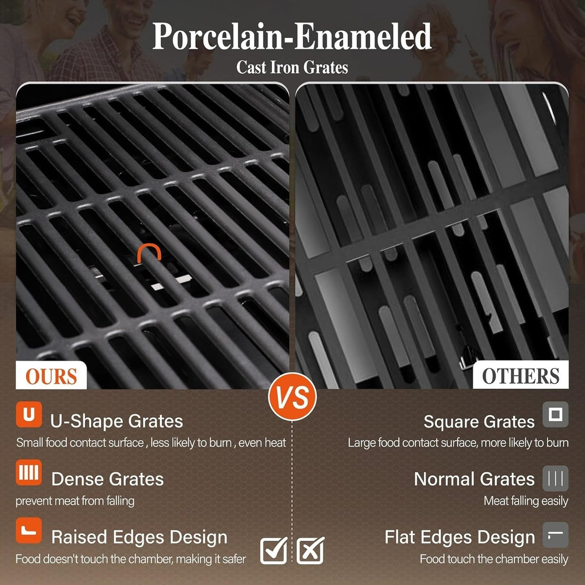 Sophia & William 4-Burner Propane Gas BBQ Grill with Side Burner and Porcelain-Enameled Cast Iron Grates, Stainless Steel Barbecue Grills Outdoor Cooking, Silver Cabinet Style, 42,000BTU