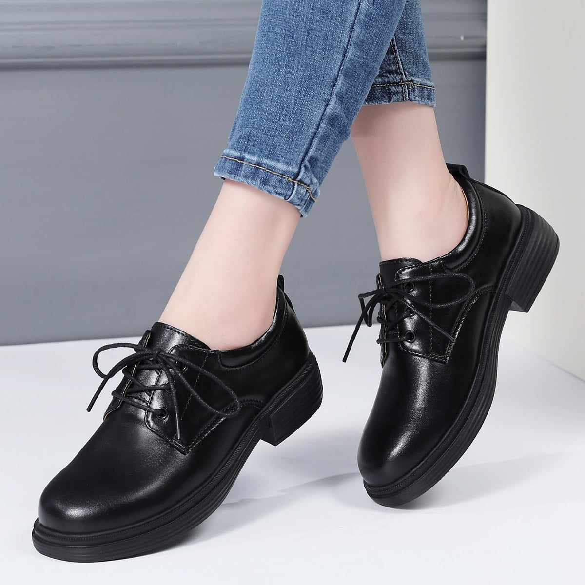 OKJ Oxford Shoes Women's Black Dress Lace Up Formal Work Uniform ShoesOKJ Oxford Shoes Women's Black Dress Lace Up Formal Work Uniform Shoes 7/5