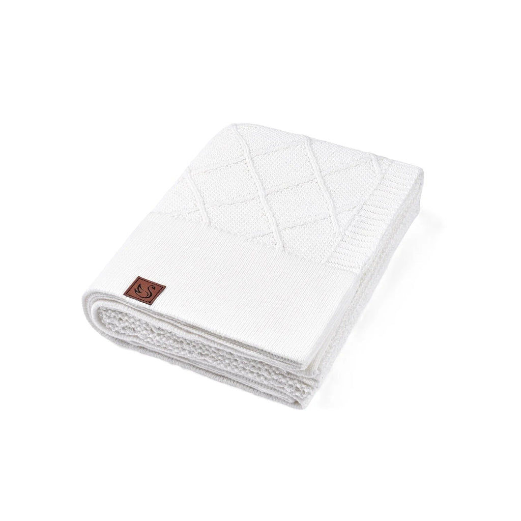 Diamond Stitch Baby Knit Blanket in White