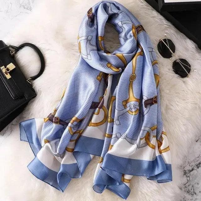 New Women Autumn Winter Fashion Silk Scarf Shawl Beach Headband Female Casual Wear Beach Friendly Spring Silk Scarf Flower Print Silk Scarves Shawls and Wraps Long Size Beach Stoles