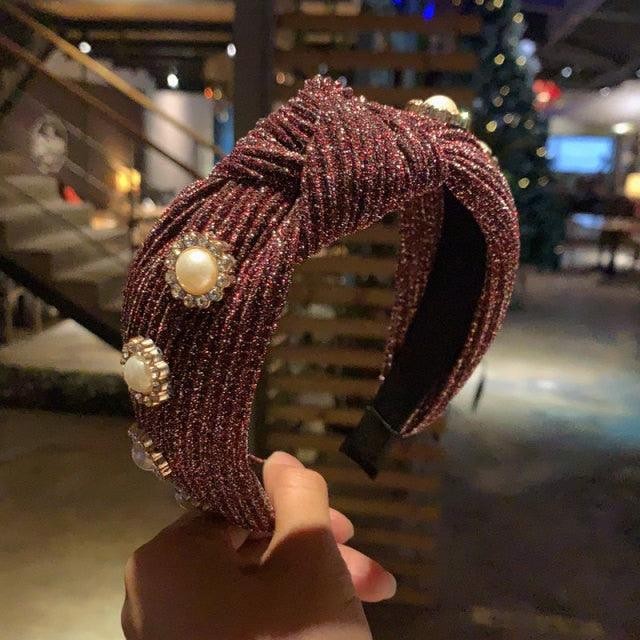 New Women Hairband Cross Knot Braid Twist Headband Adult Autumn Winter Shiny Color Headwear Wide Side Turban Gorgeous Hair Accessories Women's