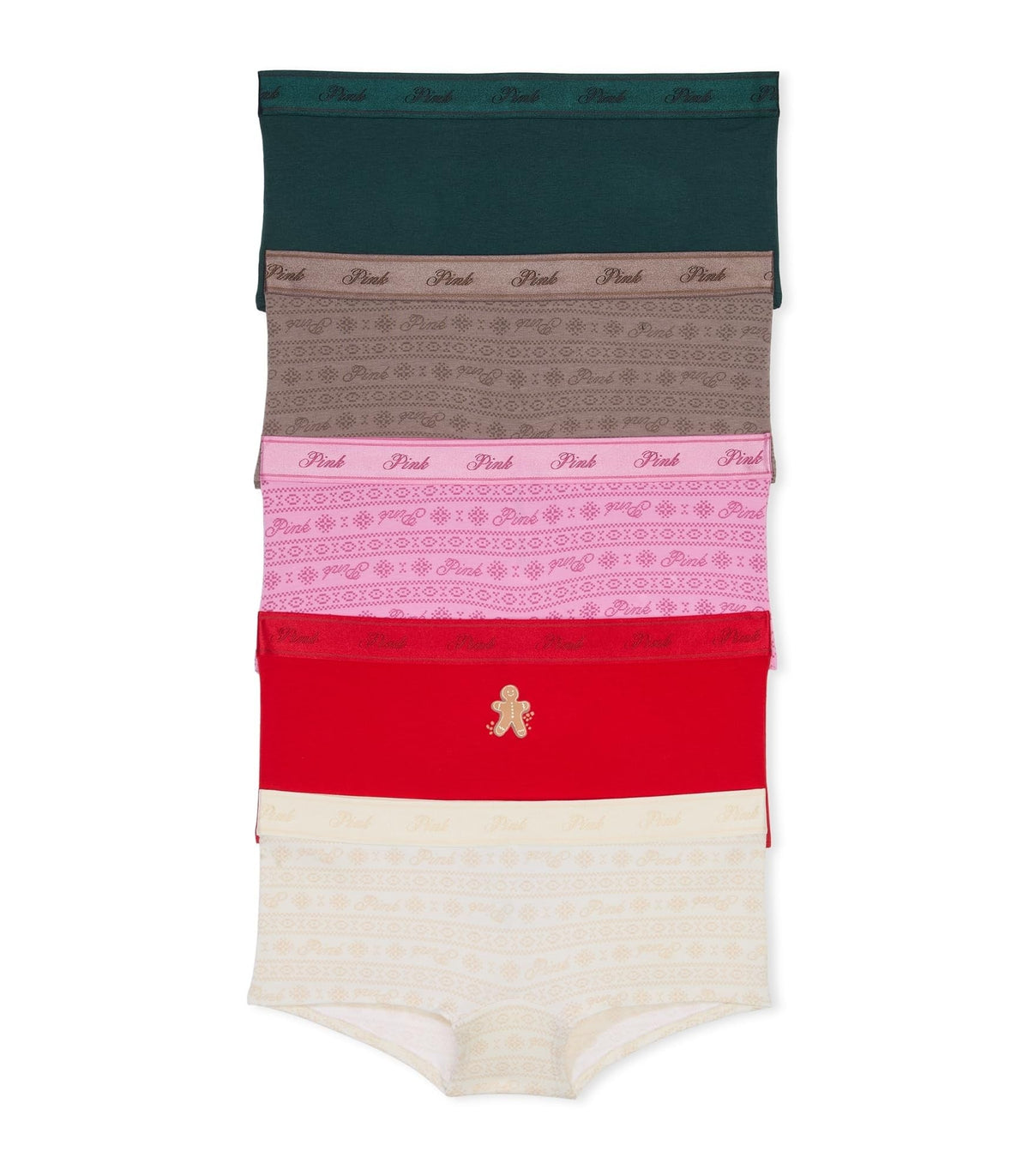 Victoria's Secret PINK Cotton Logo Boyshort Panty Pack, Panties Women's, Fall Basic Pack, M