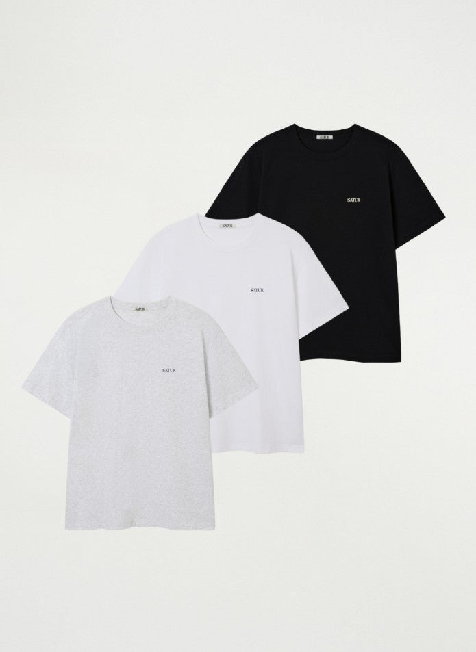 Satur Essential short-sleeved 基本款小logo Tee 3件set (XS/S/M)