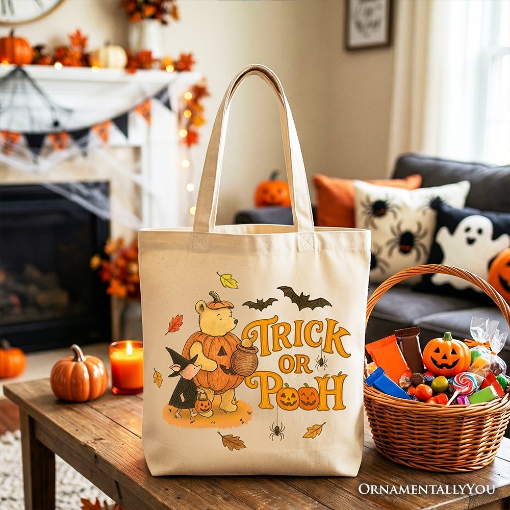 Trick or Treat Winnie-the-Pooh Tote Bag, 1926 A.A. Milne Vintage Halloween Gift Shopper