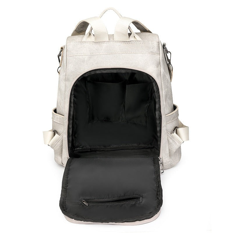 Women's Soft Leather Backpack Bag Leisure Commute Simple Travel Schoolbag