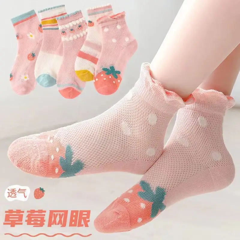 Kids Cotton School Socks 5 Pairs Soft Breathable Sports