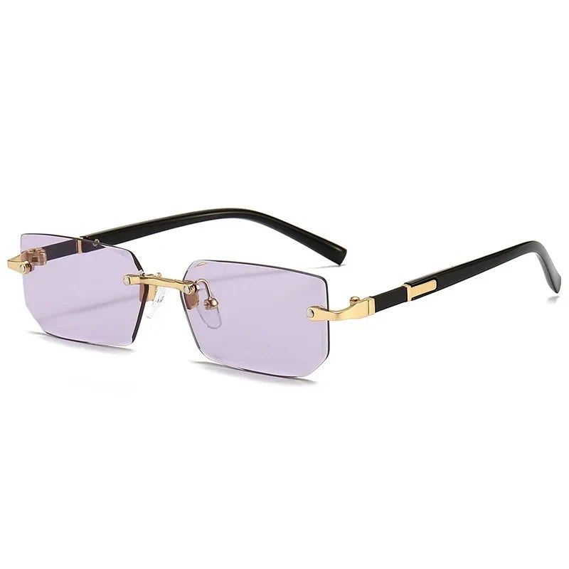 Rimless Sunglasses Rectangle Fashion Popular Women Men Shades Small Square Sun Glasses For Female Male Summer Traveling Glasses