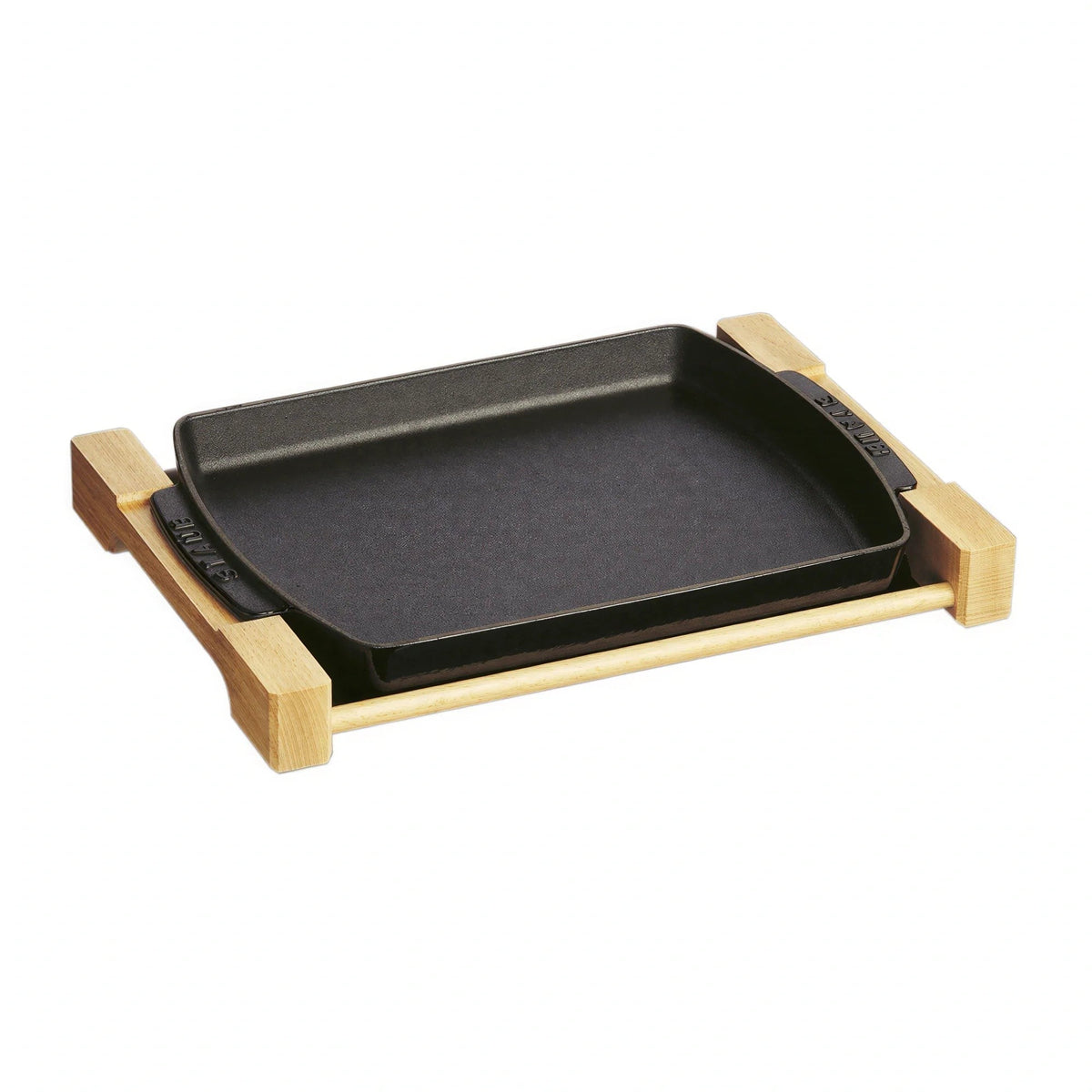 Zwilling J.A. Henckels Staub® 1004082 Rectangular Enameled Cast Iron Serving Dish with Handles, Wood Base, 13" Insert