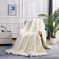 L'AGRATY Chunky Knit Blanket Throw: Soft Chenille Yarn Throw Blanket 60x80 - Handmade Thick Cable Crochet Blanket - Large Chunky Rope Throw Blanket for Couch Sofa Bed Home Decor(Cream White)