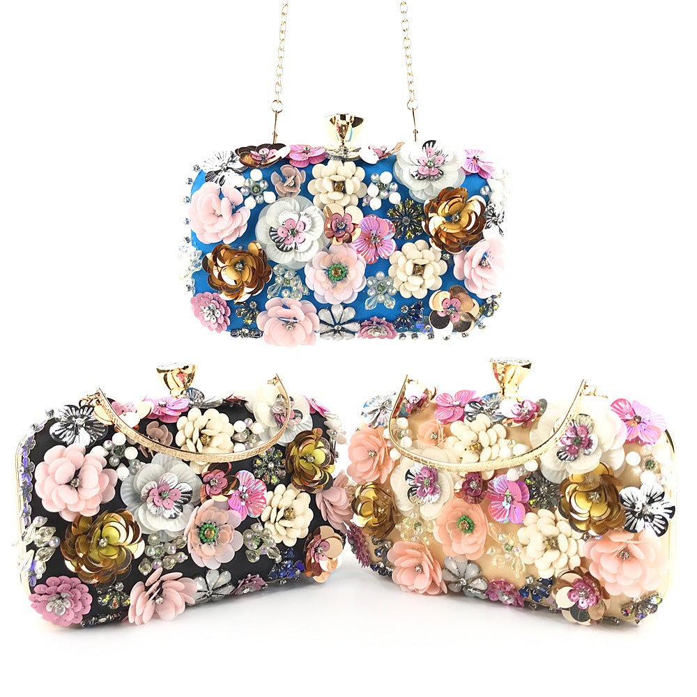 Colorful floral clutch purse evening bag Women's formal party handbag