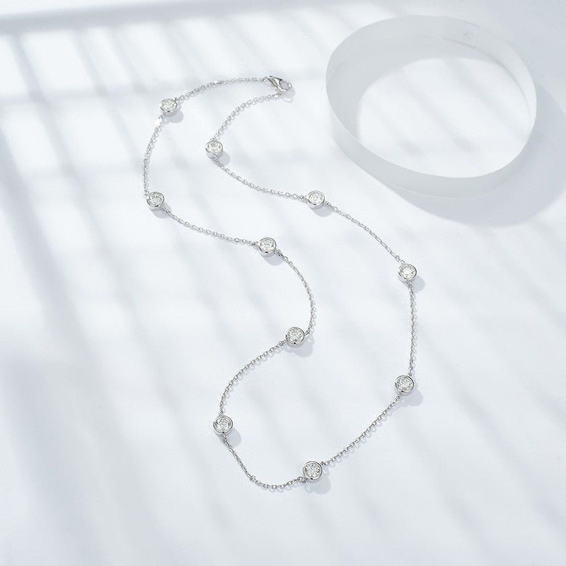 Stackable Bubble Necklace & Bracelet Set – 4mm Round Moissanite on 18K Gold-Plated Sterling Silver