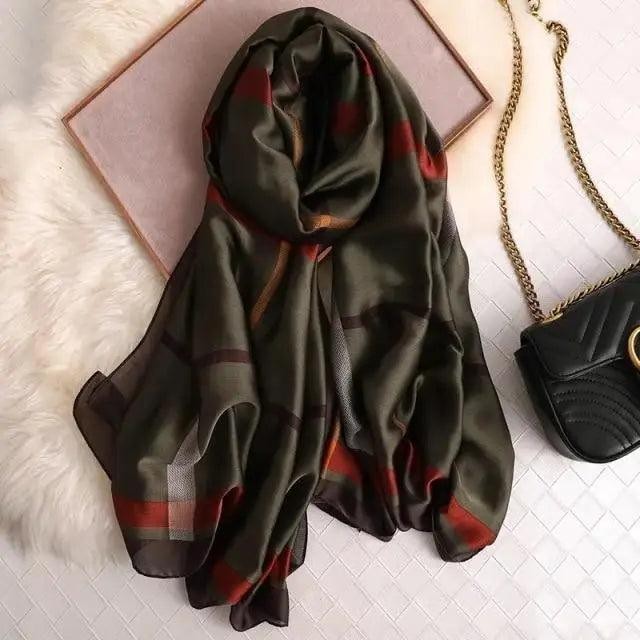 New Women Autumn Winter Fashion Silk Scarf Shawl Beach Headband Female Casual Wear Beach Friendly Spring Silk Scarf Flower Print Silk Scarves Shawls and Wraps Long Size Beach Stoles