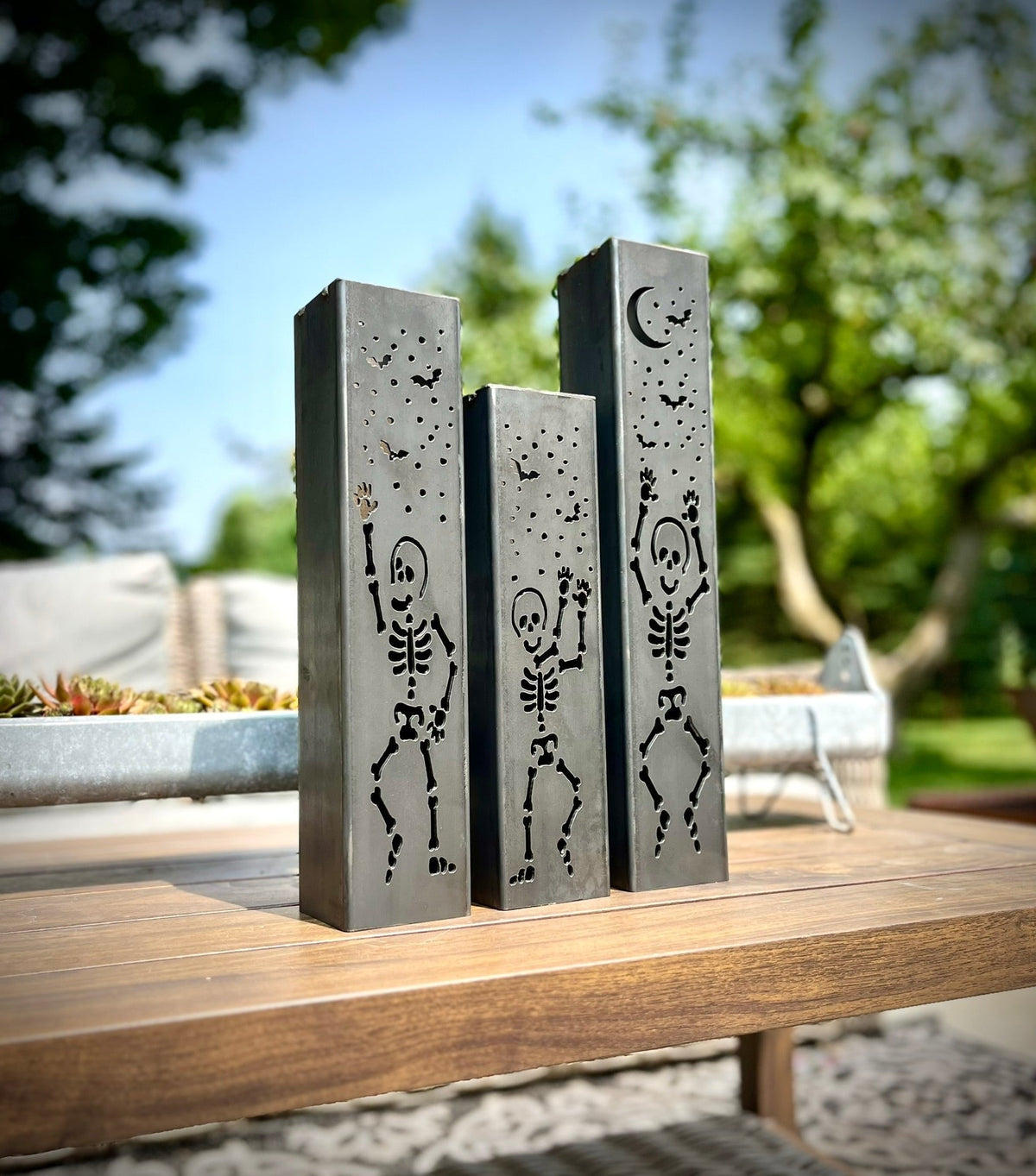 Dancing Bones Solar Tube Lights - Skeletons - Steel