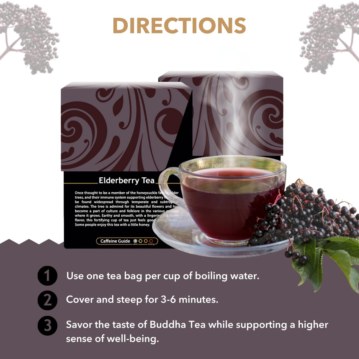 Buddha Teas Elderberry Herbal Tea Box – Elegant Housewarming and Holiday Present for Tea Lovers