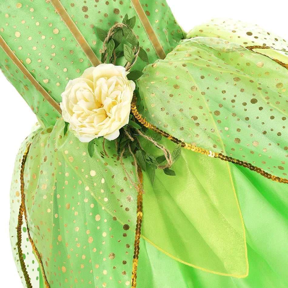 Green Fairy Halloween Princess Dress Kids Christmas Outfit