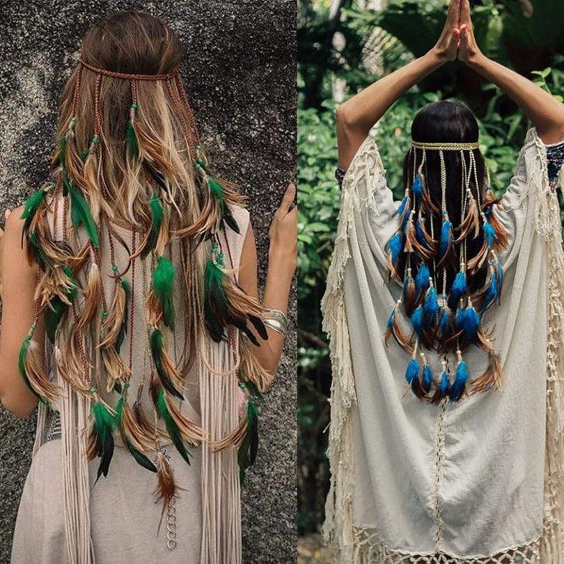 New Fashion Feather Rope Crown Hair Band Boho White Elastic Festival Headband Women's Fashion Female Gorgeous Hair Accessories Women's