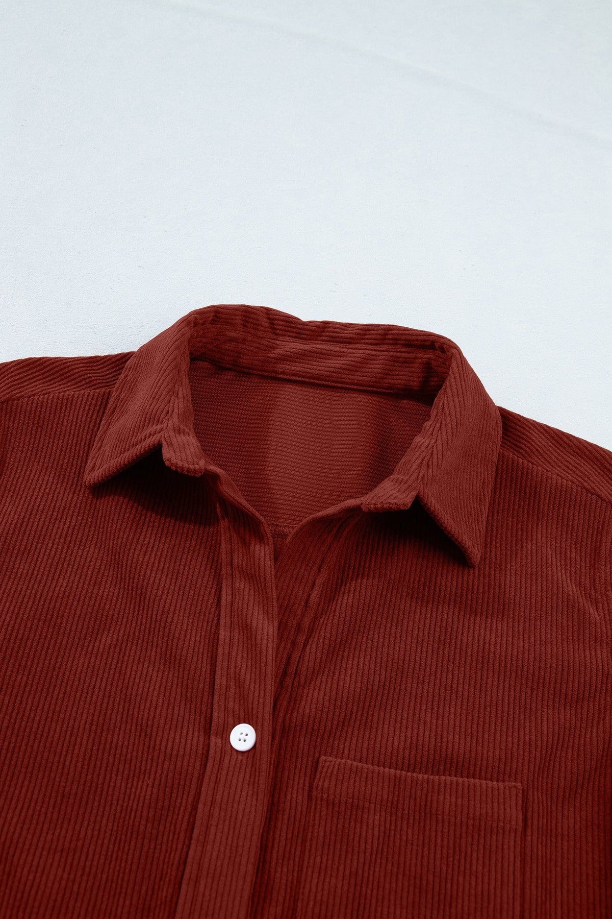 Solid Corduroy Long Sleeve Buttoned Shirt